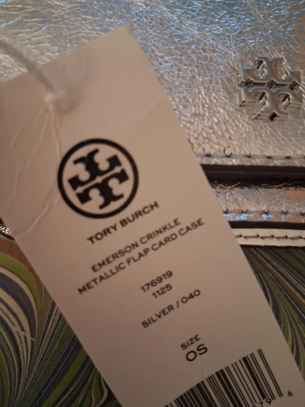 TORY BURCH Metallic Silver Key Pouch Card Holder NWT